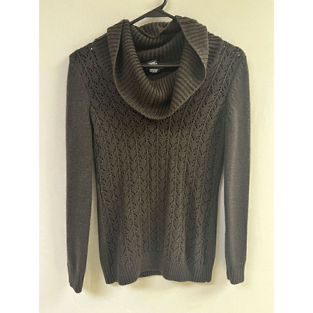 New York & Company Womens Cowl Neck Cable Knit Sweater brown XS 100% Acrylic - Picture 3 of 5